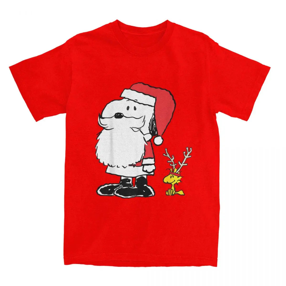 Peanuts Holiday Santa Snoopy and Reindeer Woodstock T-shirt