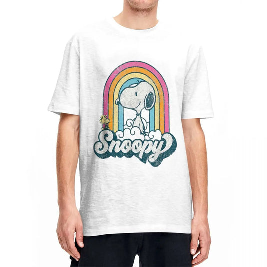 Peanuts Snoopy and Woodstock Retro Rainbow Cloud T-shirt