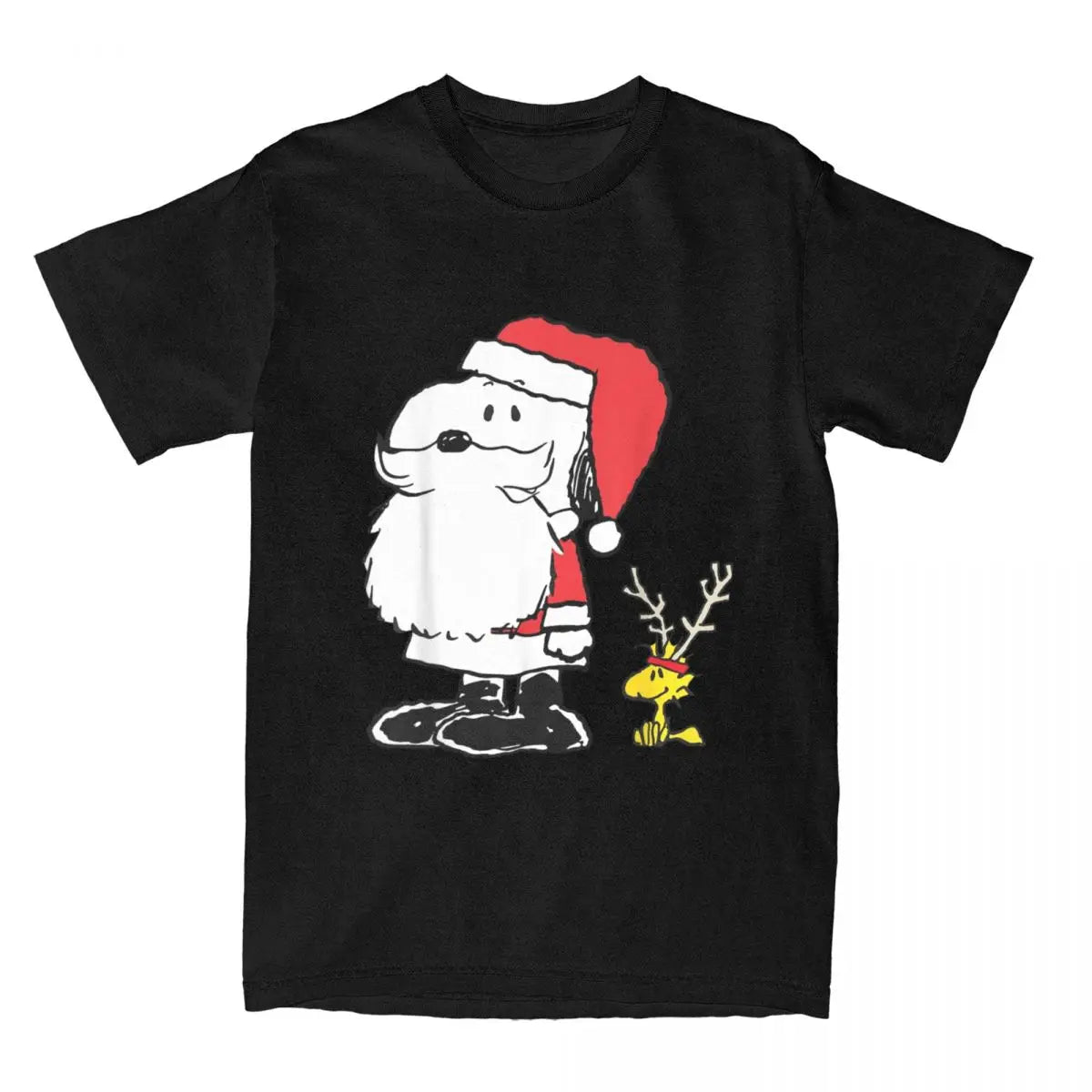 Peanuts Holiday Santa Snoopy and Reindeer Woodstock T-shirt