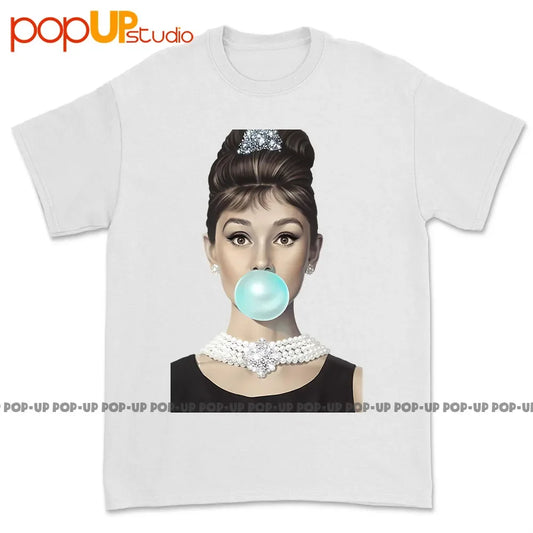 Audrey Hepburn Blowing A Bubble T-shirt