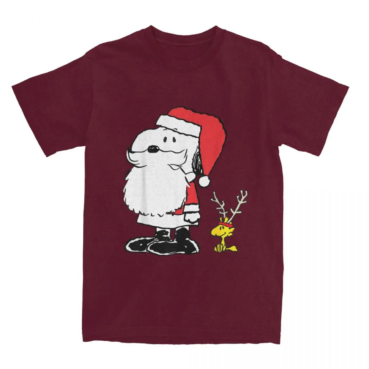 Peanuts Holiday Santa Snoopy and Reindeer Woodstock T-shirt